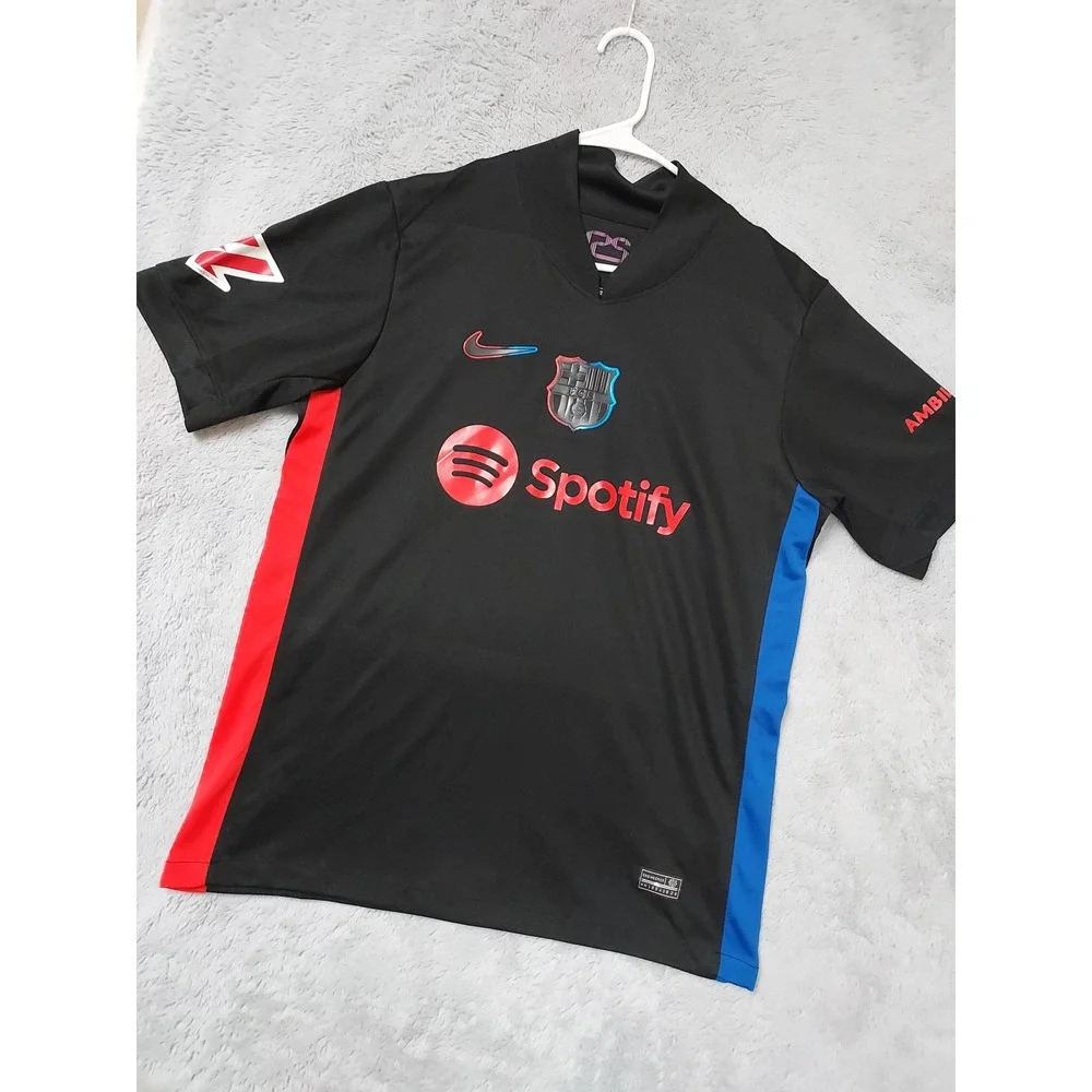 FC Barcelona Jersey Mens Medium Lamine Yamal 19 FCB Soccer Black 2024-25 Away M